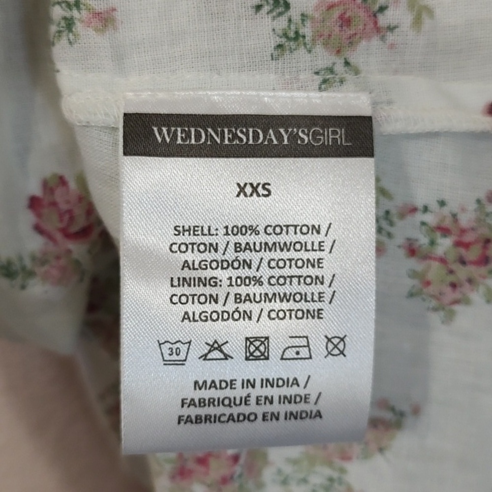 Asos Wednesday's Girl Midi Milkmaid Tea White Floral Dress Size XXS - Picture 8 of 8